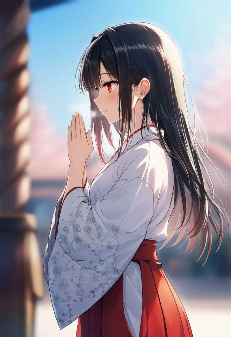 祈る仕草のAIイラスト｜プロンプト紹介