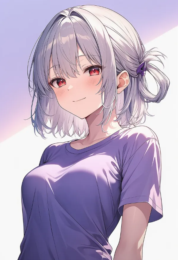 紫色のTシャツのAIイラスト