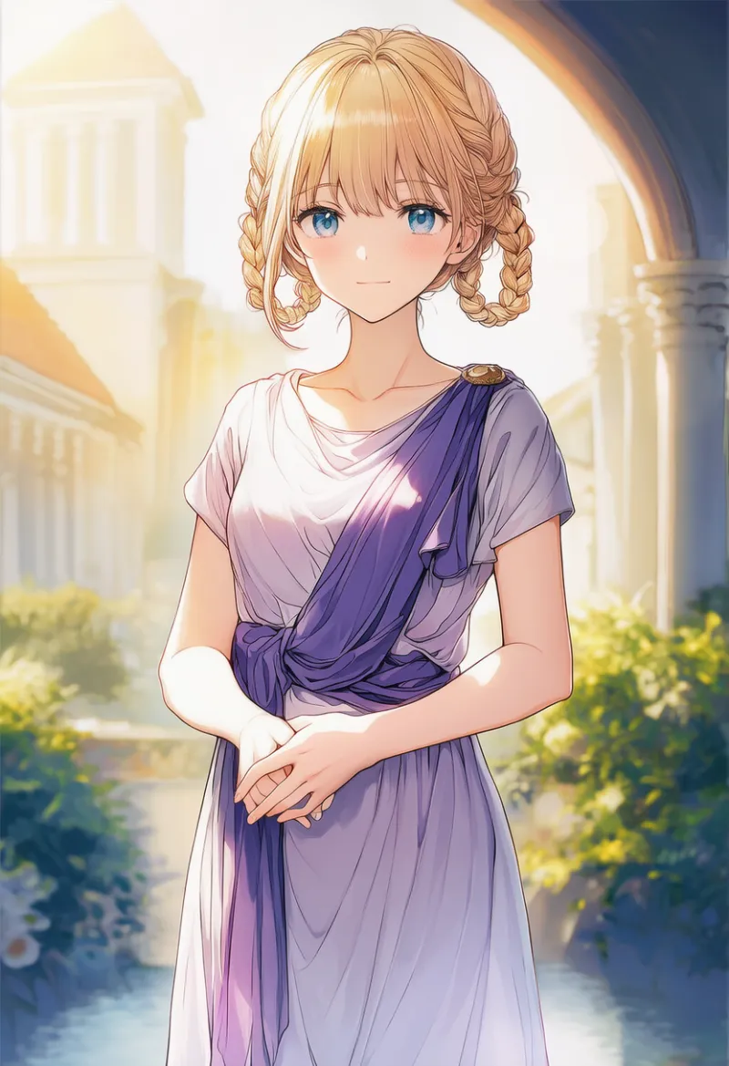 紫色のトーガのAIイラスト｜プロンプト紹介