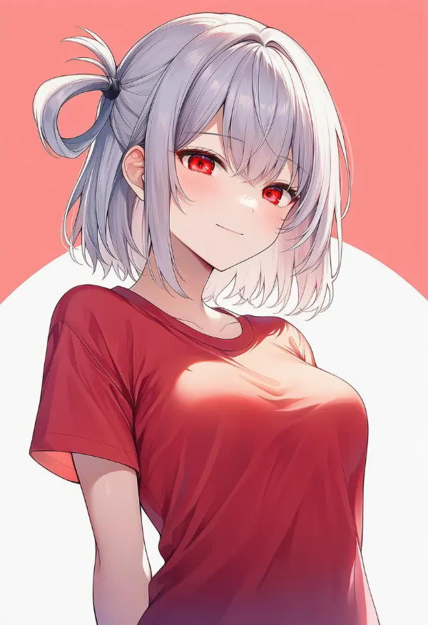 赤色のTシャツのAIイラスト