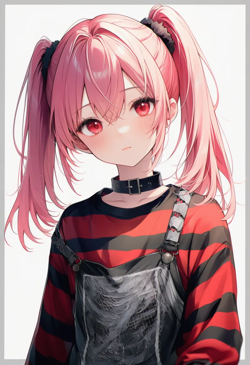 赤と黒のストライプセーターのAIイラスト|プロンプト紹介