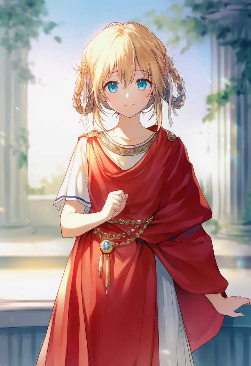 赤色のトーガのAIイラスト｜プロンプト紹介