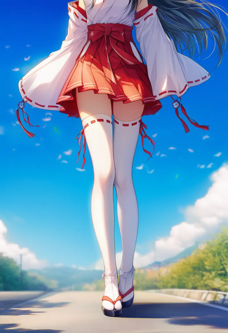 リボン付のニーハイのAIイラスト｜プロンプト紹介