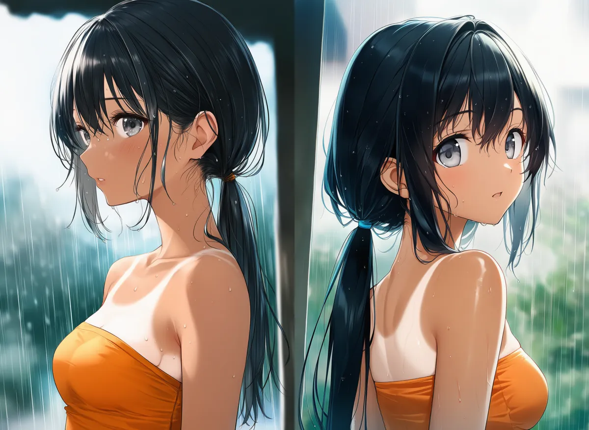 シャツ・Tシャツ跡の日焼け跡プロンプト｜AIイラスト作例