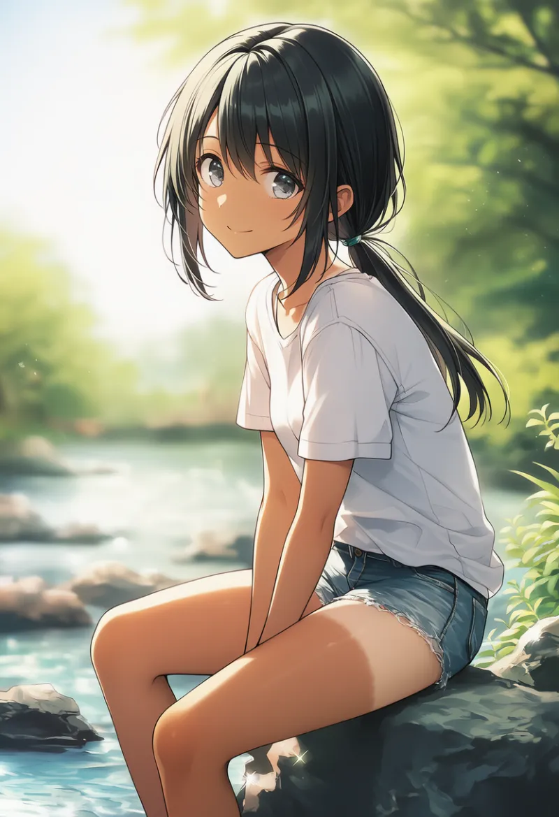 ショーツ・短パンによる日焼け跡のプロンプト｜AIイラスト作例