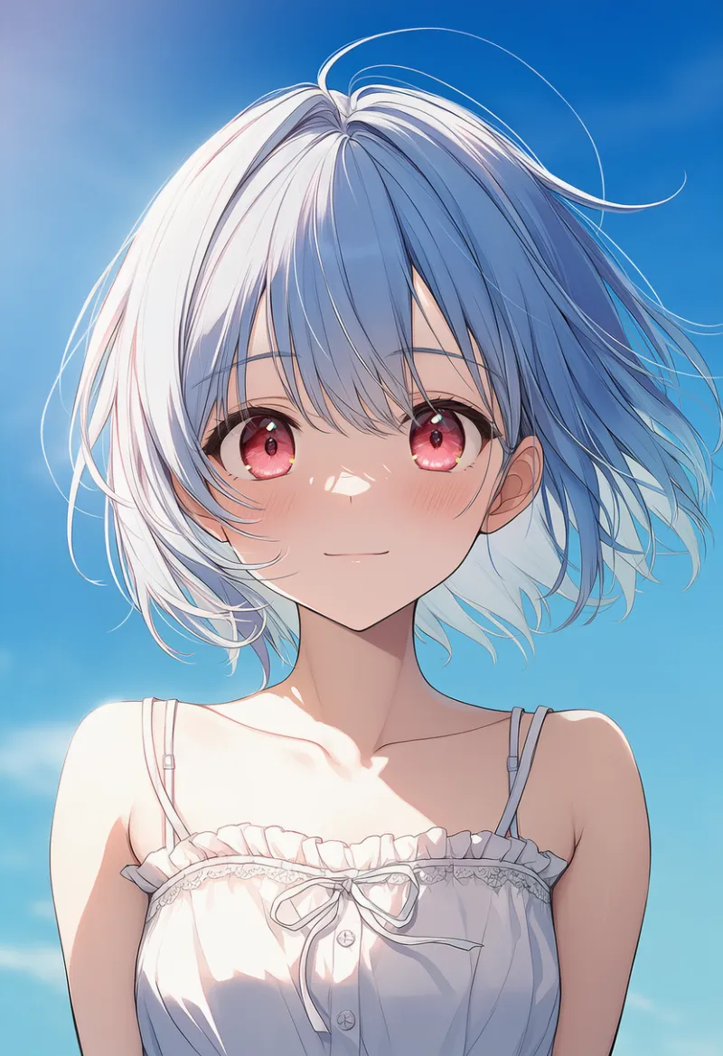 横からの強い光で鎖骨の陰影を強調したAIイラスト