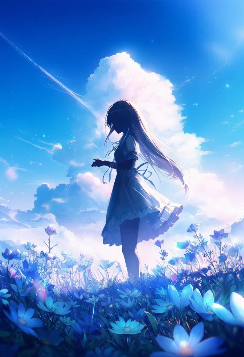 シルエットの少女を再現したエモいAIイラスト｜プロンプト紹介