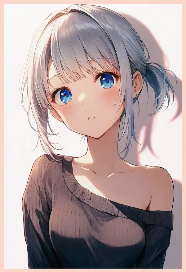 片方だけ肩出しの服のAIイラストとプロンプト紹介