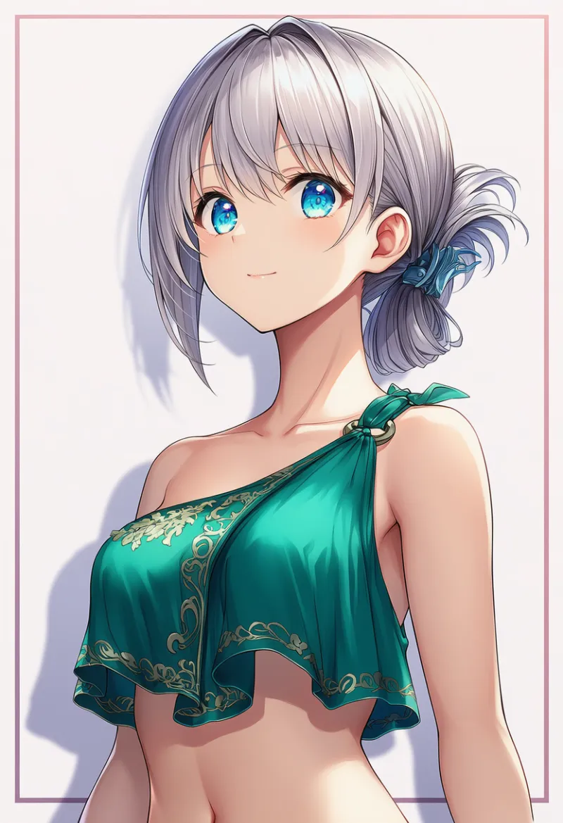 片側だけ肩出しのビキニのAIイラストとプロンプト紹介