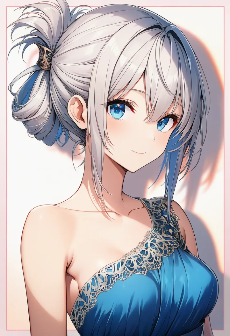 片側だけ肩出しのドレスのAIイラストとプロンプト紹介