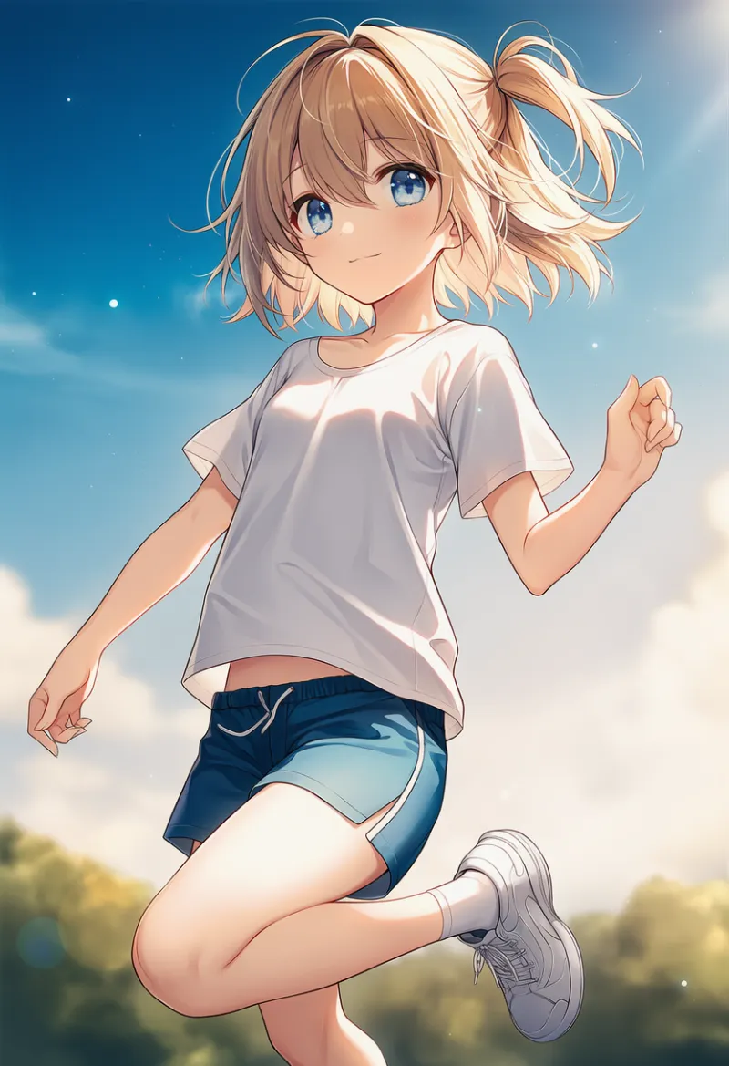 スキップしている(軽いジャンプ)ポーズのAIイラストとプロンプト紹介