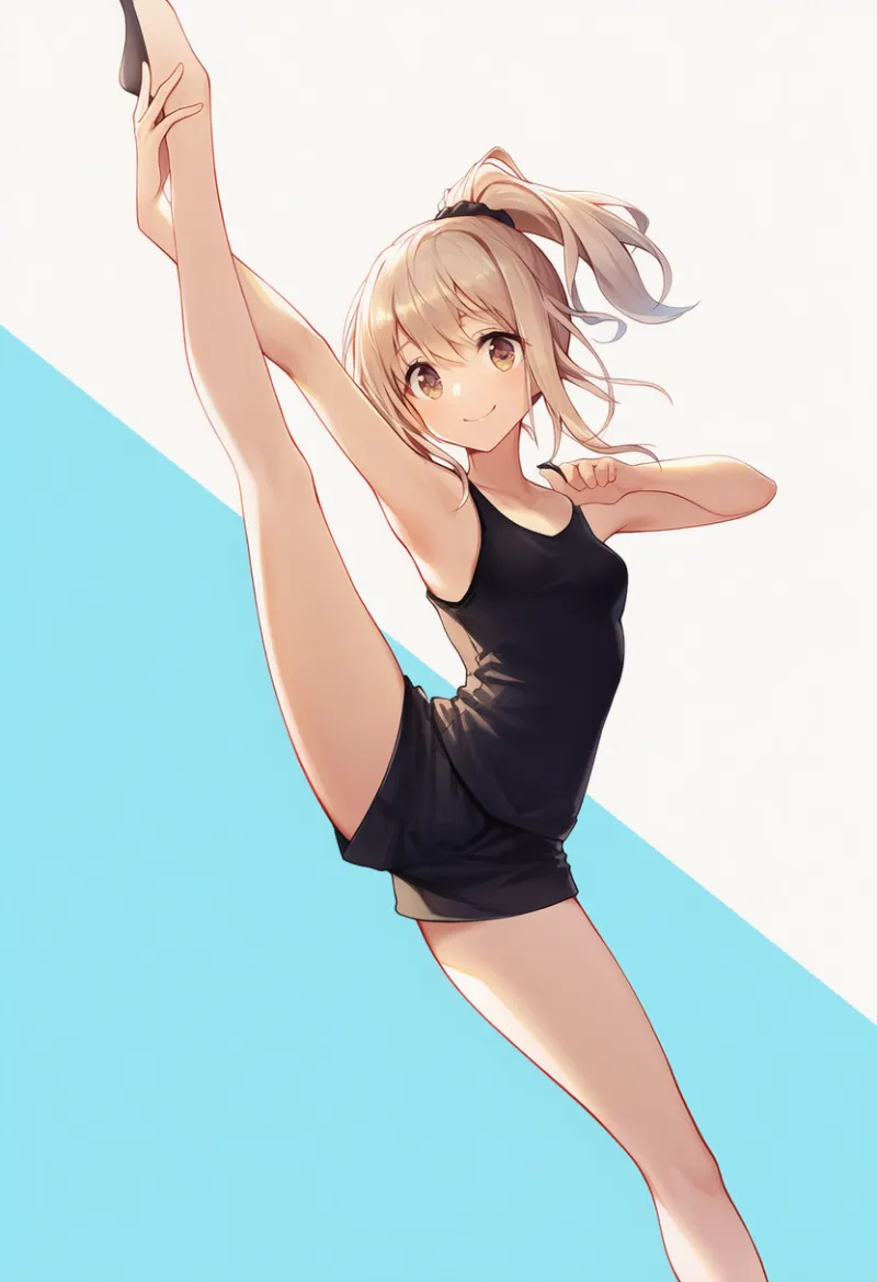 スタンディング・スプリット(ダンスポーズ)のAIイラストとプロンプト紹介