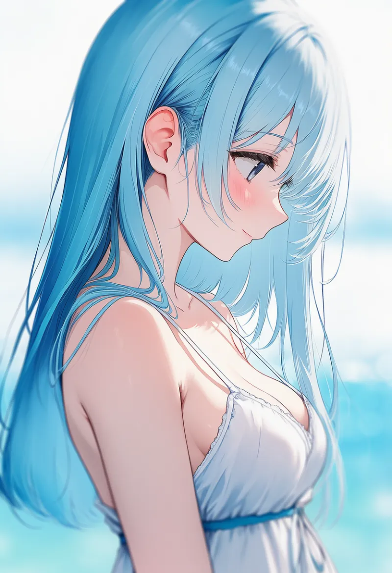 キャミソールの肩紐と胸の間に空間ができる状態を再現したAIイラスト｜プロンプト紹介