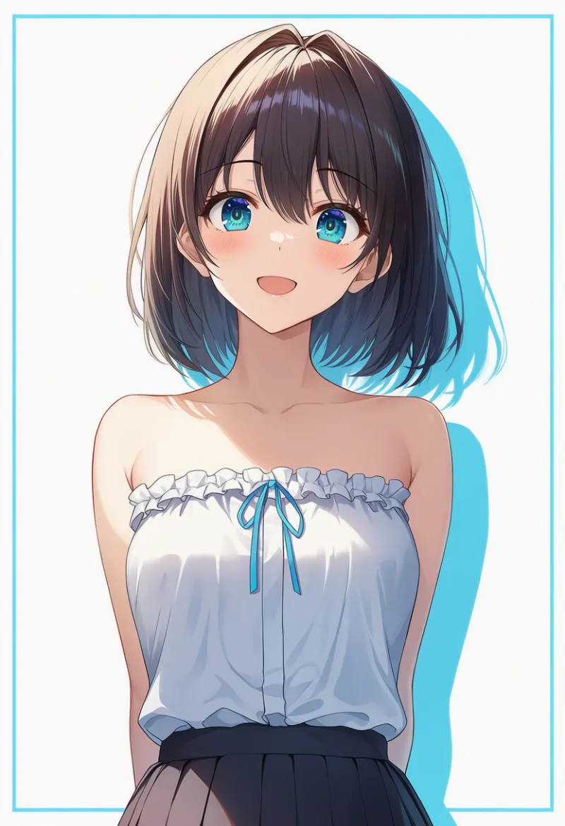 ストラップレスシャツのAIイラストとプロンプト紹介