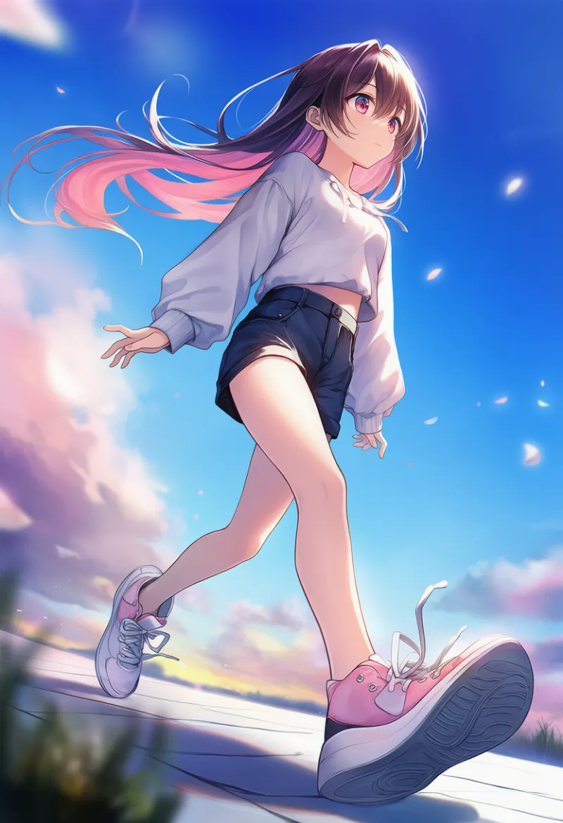 大股で歩くプロンプト｜AIイラスト作例