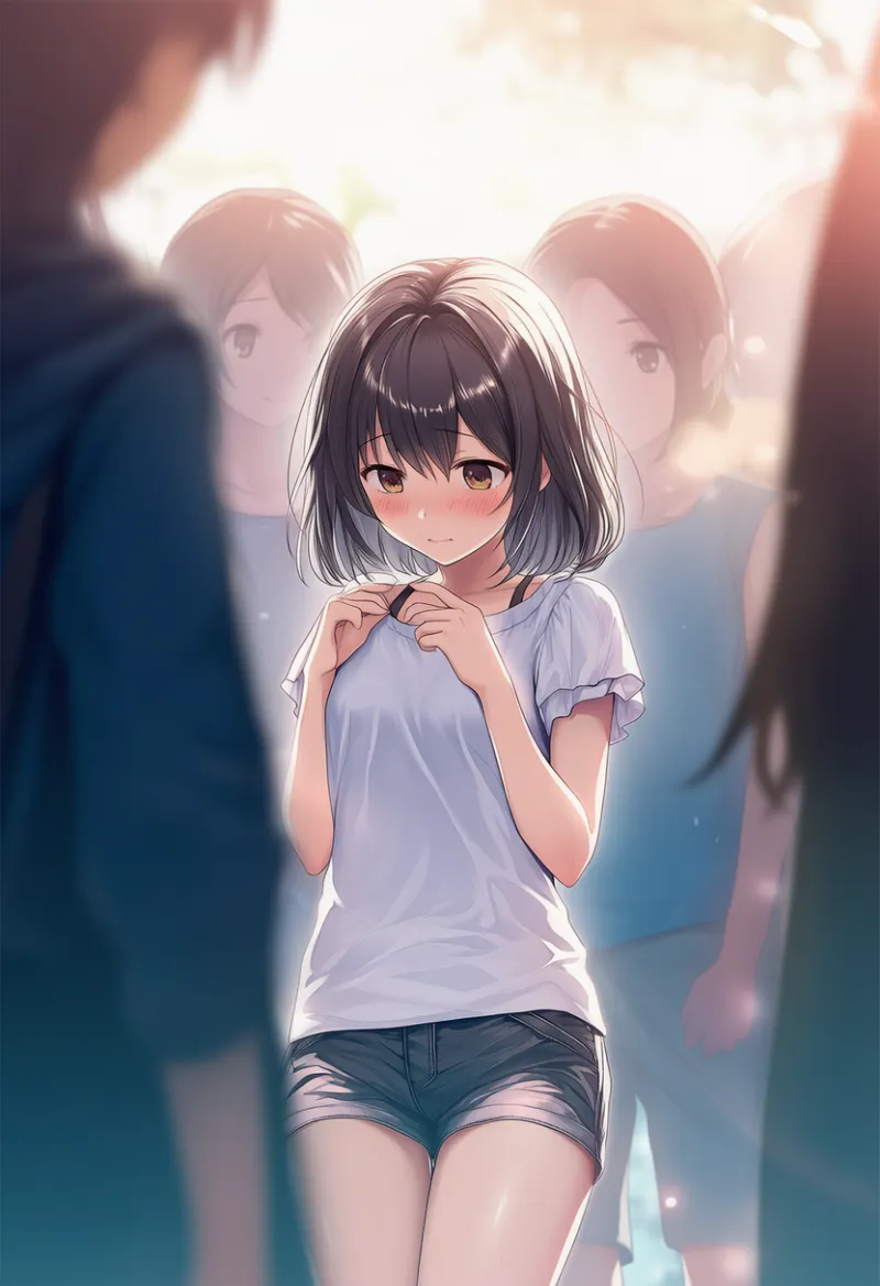 女の子に囲まれるプロンプトとAIイラスト作例