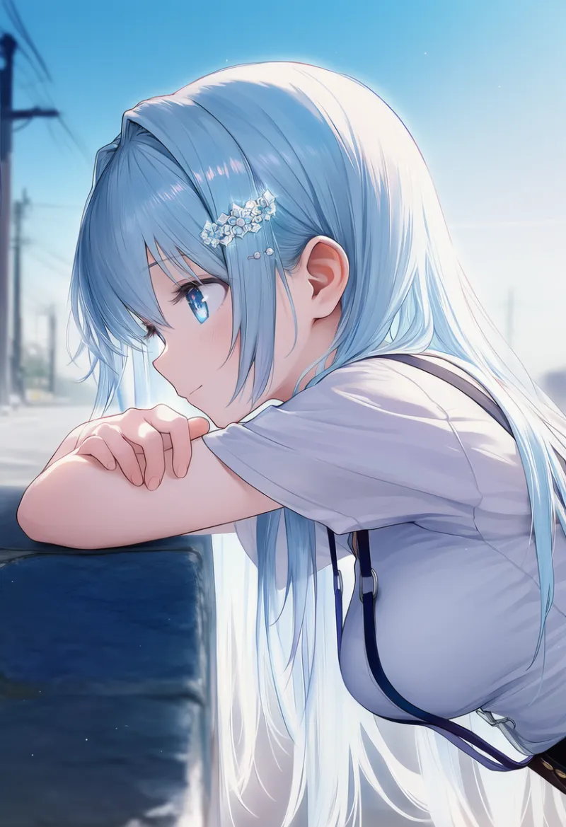 サスペンダーと体の隙間のプロンプトとAIイラストの作例-1