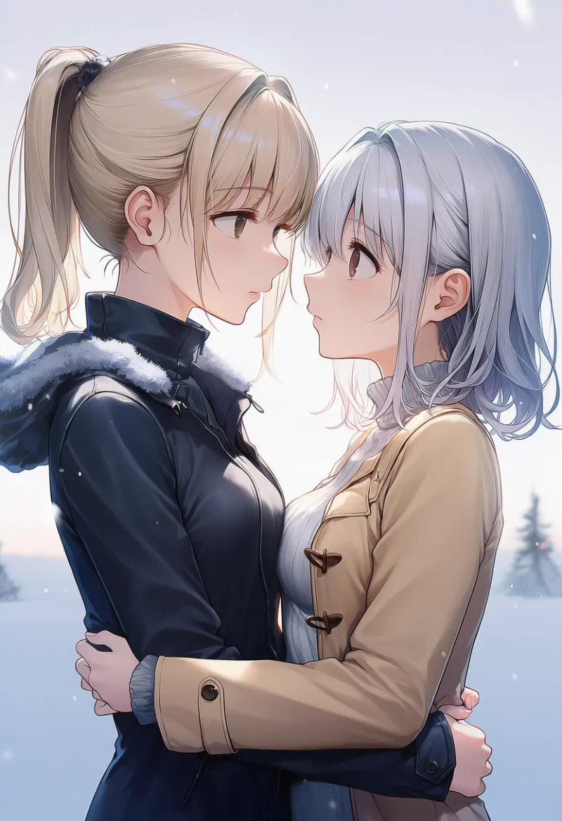 胸をくっつけ合う動作のAIイラスト｜プロンプト紹介