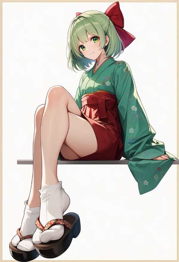 足袋と下駄のプロンプトとAIイラスト（大正ロマン）作例