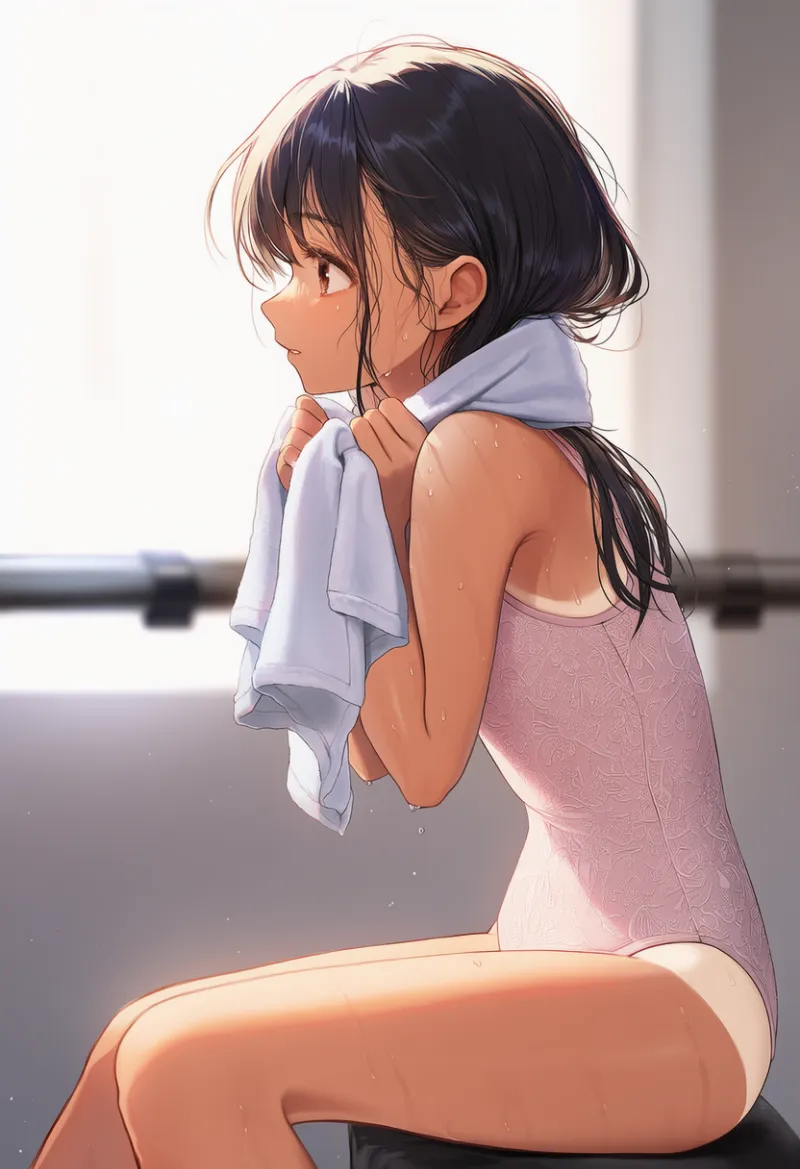 レオタードと日焼け跡の組み合わせプロンプト｜AIイラスト作例