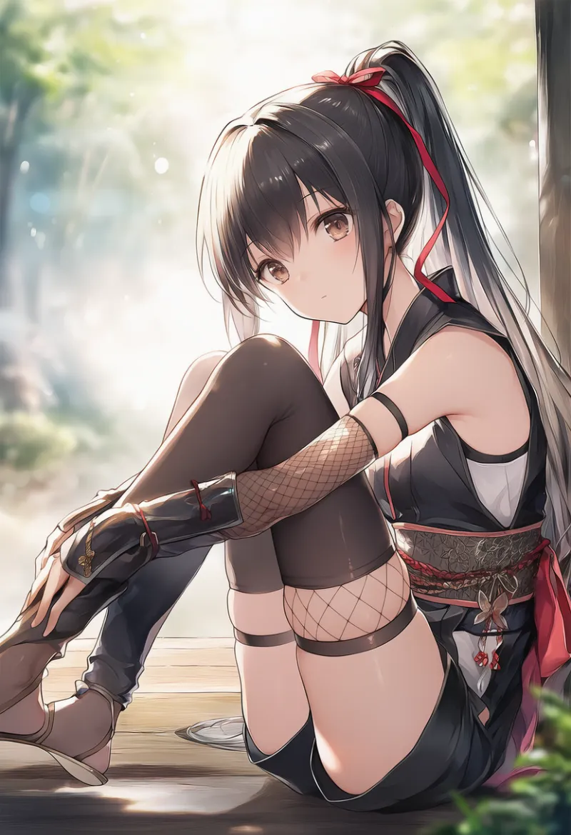 太ももベルト(忍者服)のAIイラストとプロンプト紹介