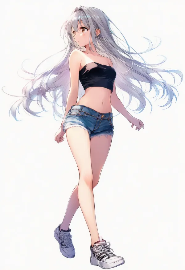 歩く｜斜めアングル構図のAIイラスト資料