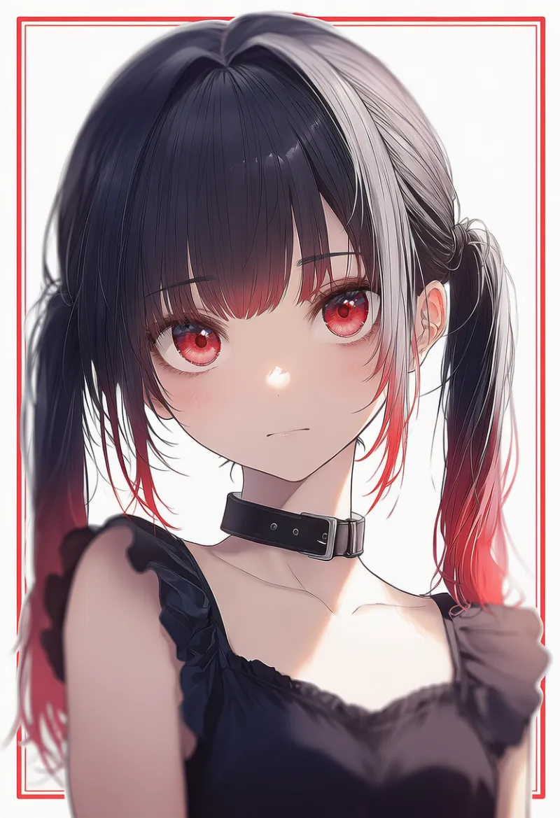 毛先の赤いツインテールのAIイラスト|プロンプト紹介