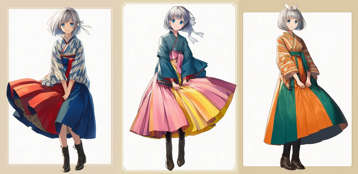 ツートンカラーを使った大正ロマンコーデのプロンプトとAIイラスト作例