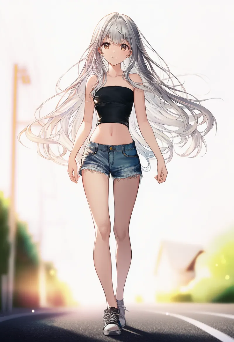 基本の「walking」プロンプトとAIイラスト作例