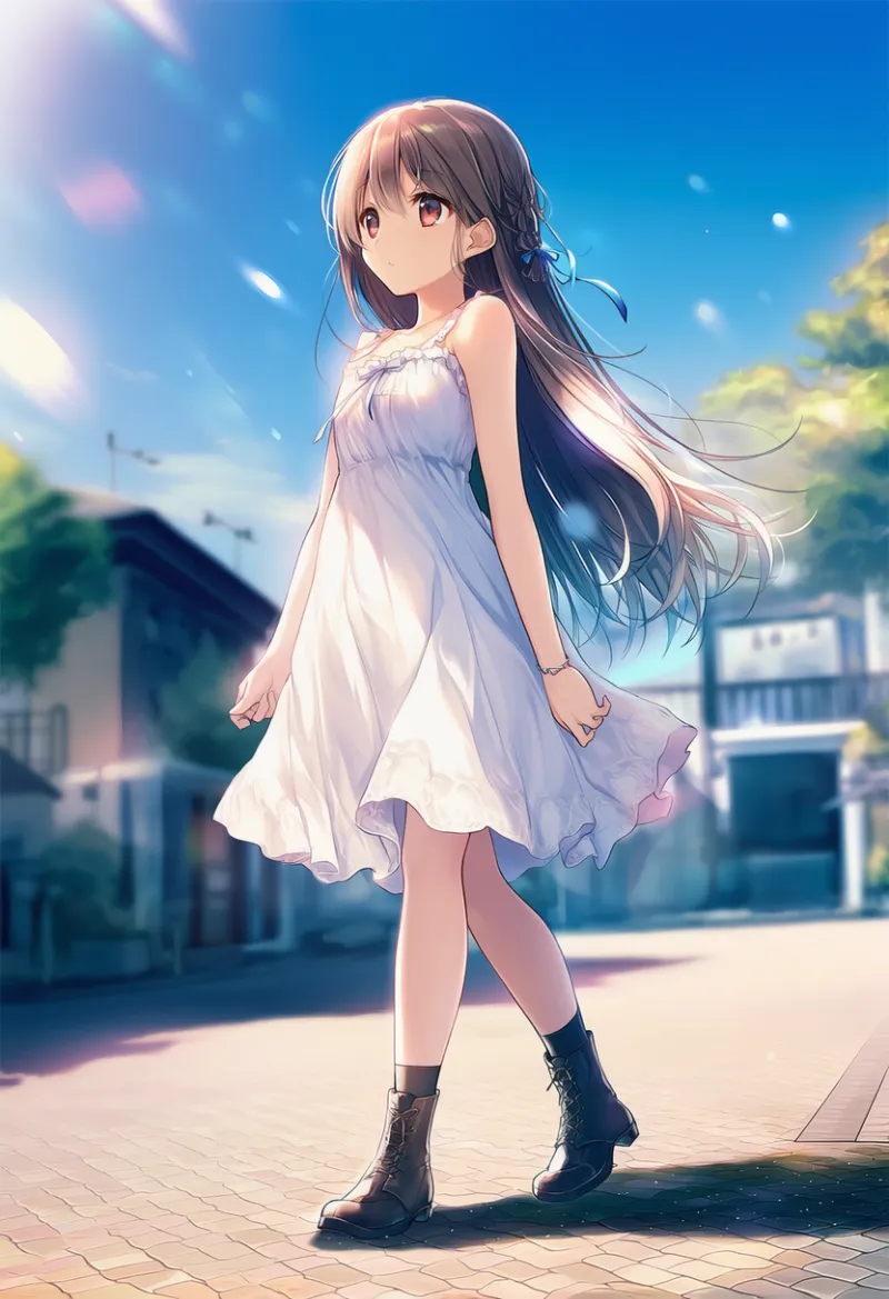 腕を下ろして歩くプロンプト｜AIイラスト作例