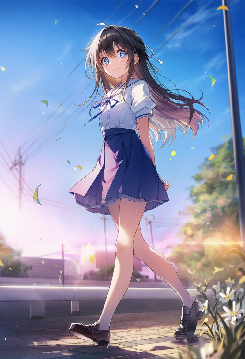 後ろ手で歩くプロンプト｜AIイラスト作例