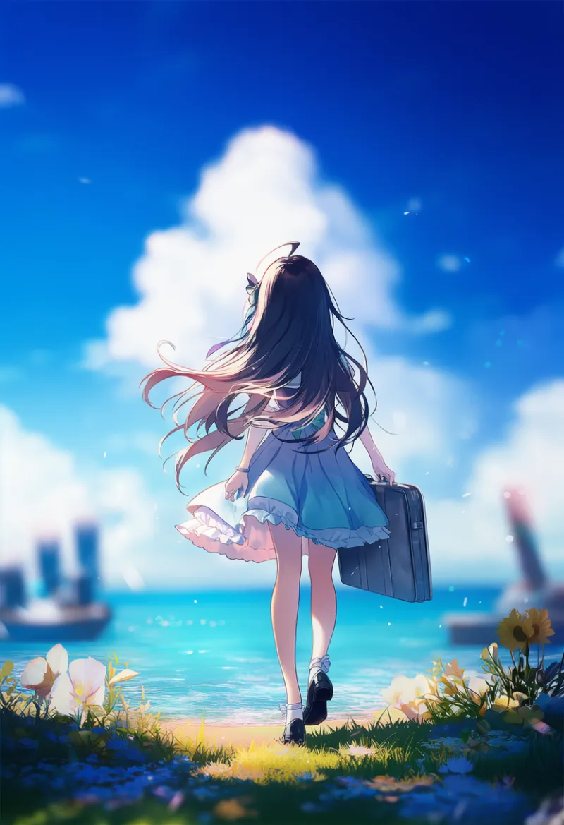 歩いて去っていく（後ろ姿）プロンプト｜AIイラスト作例