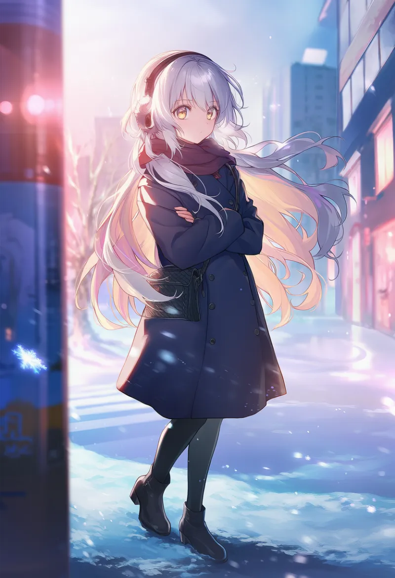 腕組みで歩くプロンプト｜AIイラスト作例