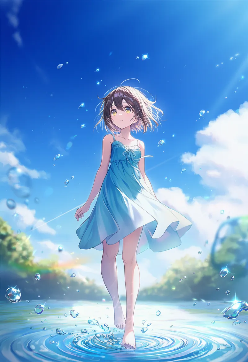 水上を歩くプロンプト｜AIイラスト作例