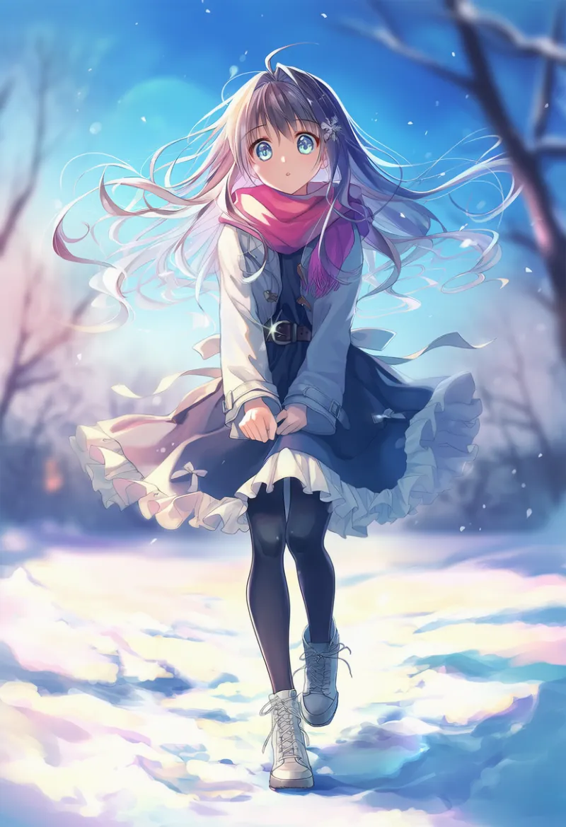 腕を体の前に組んで歩くプロンプト｜AIイラスト作例