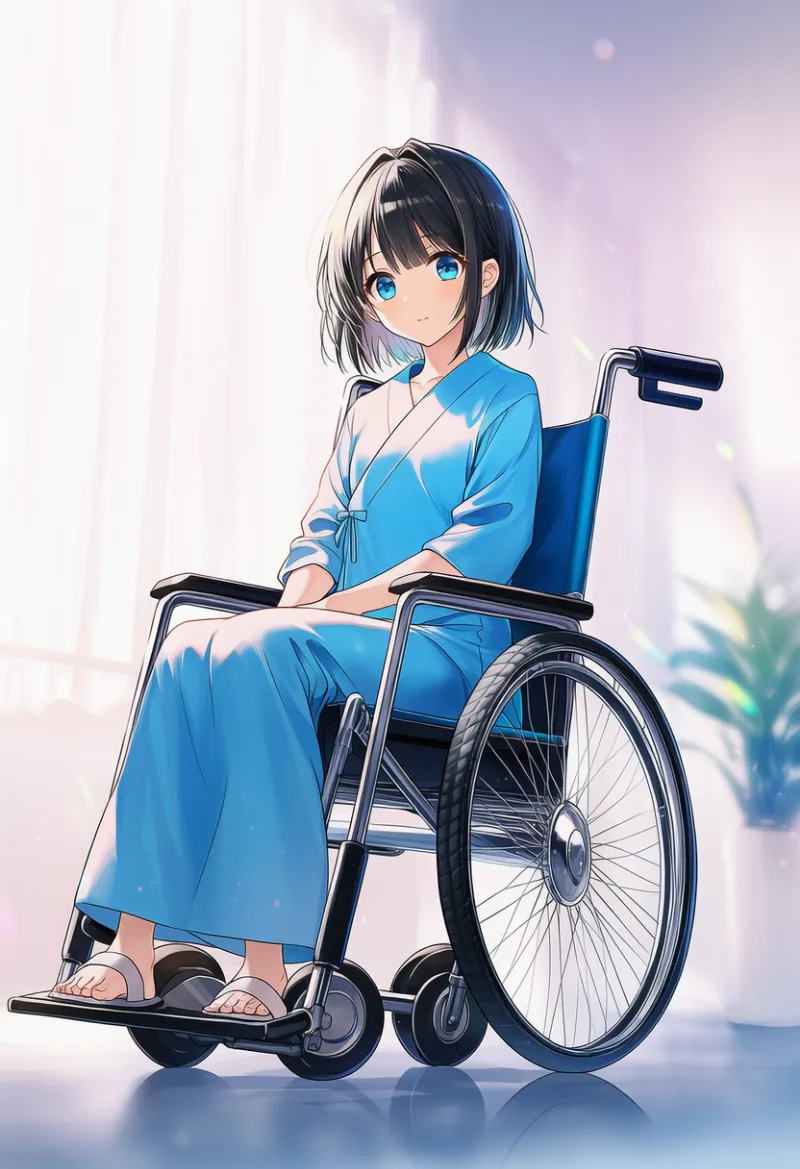 車椅子(病院用)のAIイラストとプロンプト
