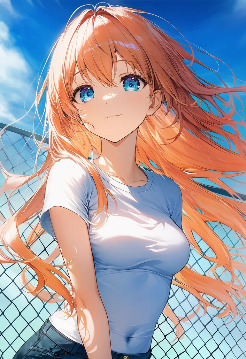 ピチピチでヘソが透けて見えるTシャツのAIイラスト｜プロンプト紹介