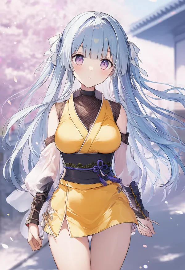 黄色の忍者服のAIイラストとプロンプト紹介