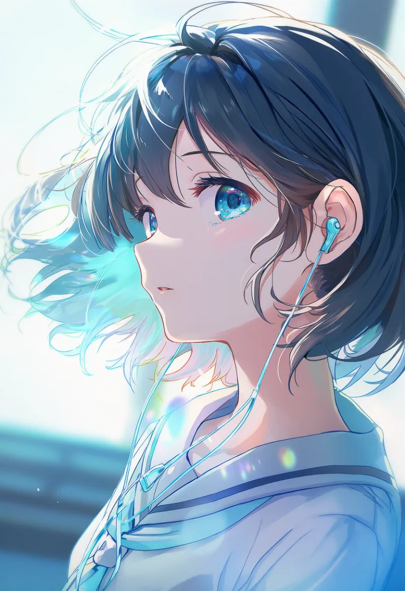 エモいイラストのサンプル作例のAIイラスト-2（水平を傾けた例）