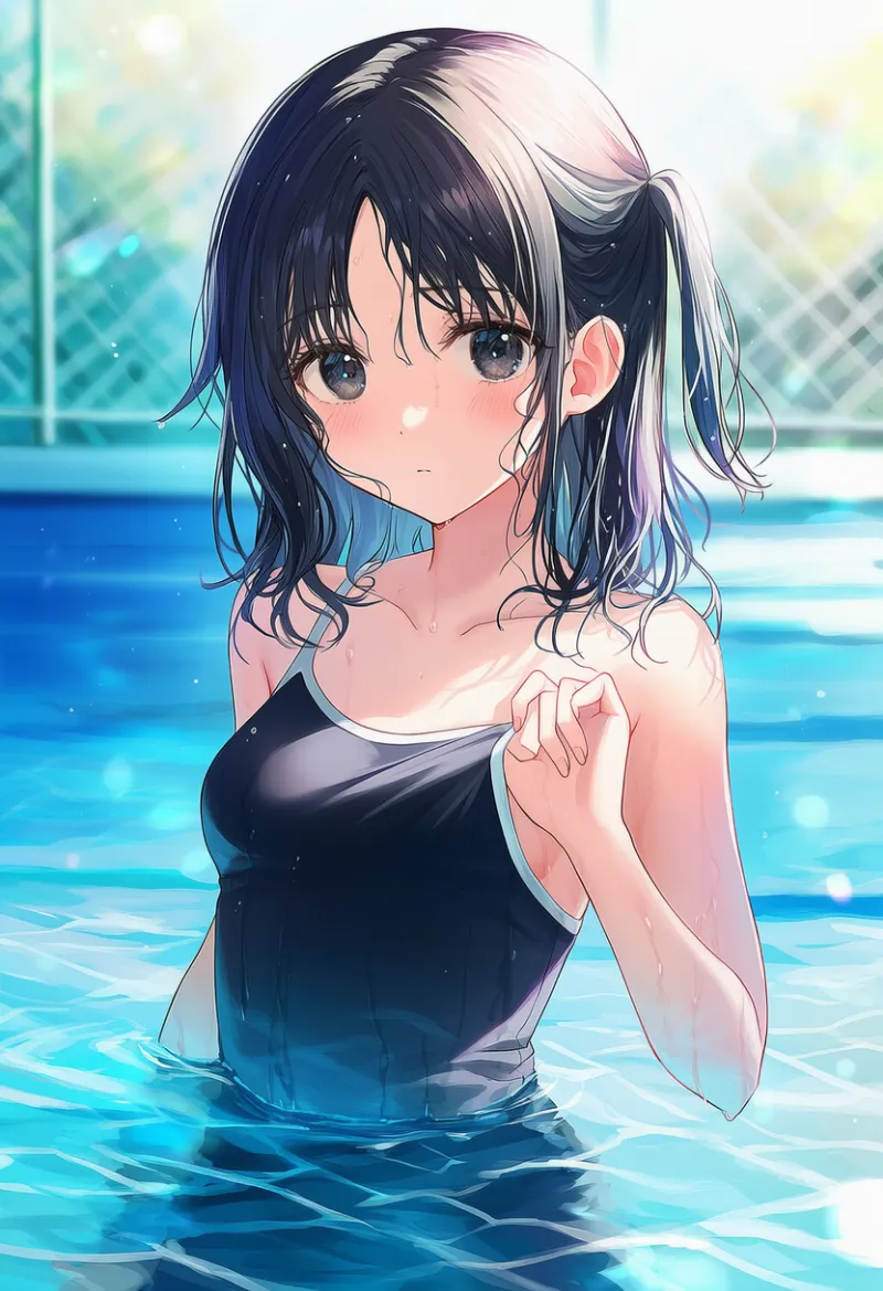 スク水の肩紐を直すAIイラスト｜プロンプト紹介