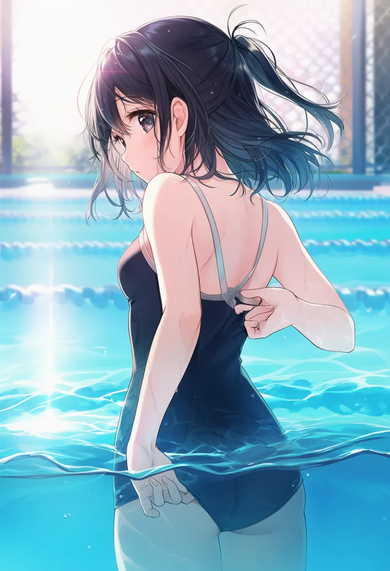 スク水のお尻の食い込みを直すAIイラスト｜プロンプト紹介