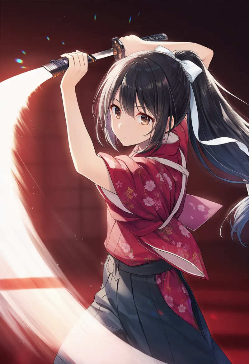 赤背景と陰影のプロンプト(室内・影表現)|侍AIイラスト用