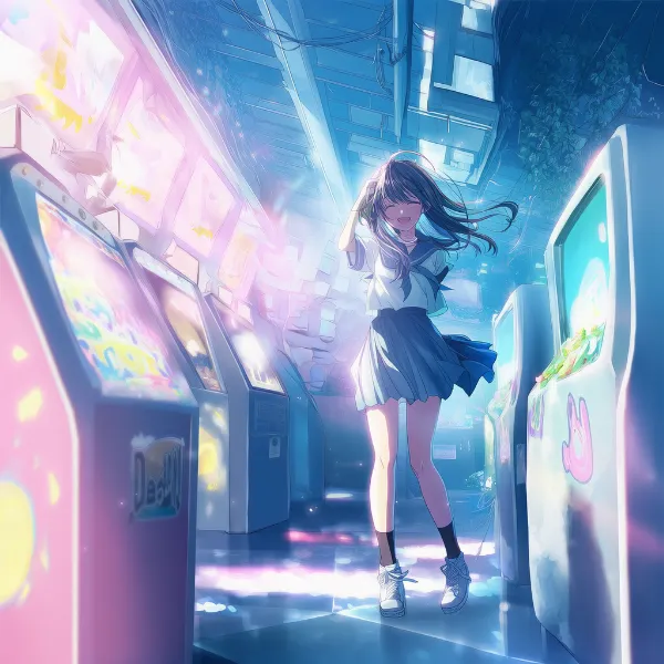 アーケード施設のAIイラスト