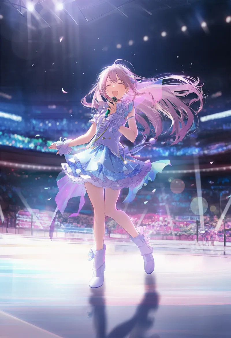 屋内アリーナのプロンプト｜アイドルステージのAIイラスト