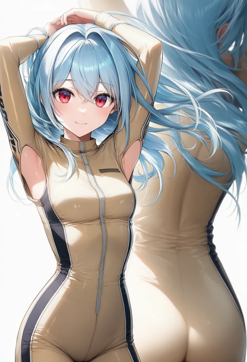 脇の下がカットアウトされたデザインのバイクスーツのプロンプトとAIイラスト