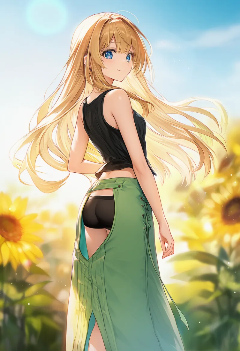 尻開きスカート(assless skirt)のプロンプトとAIイラストの作例