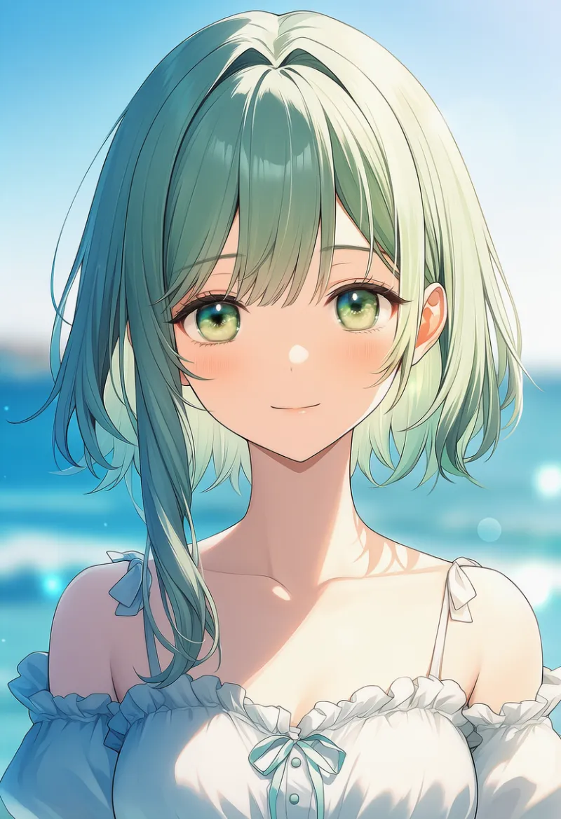 非対称の横髪のプロンプト：asymmetrical sidelocks｜AIイラスト