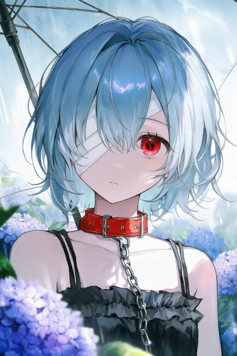 片目に巻く包帯のプロンプト（bandage over one eye）のAIイラスト