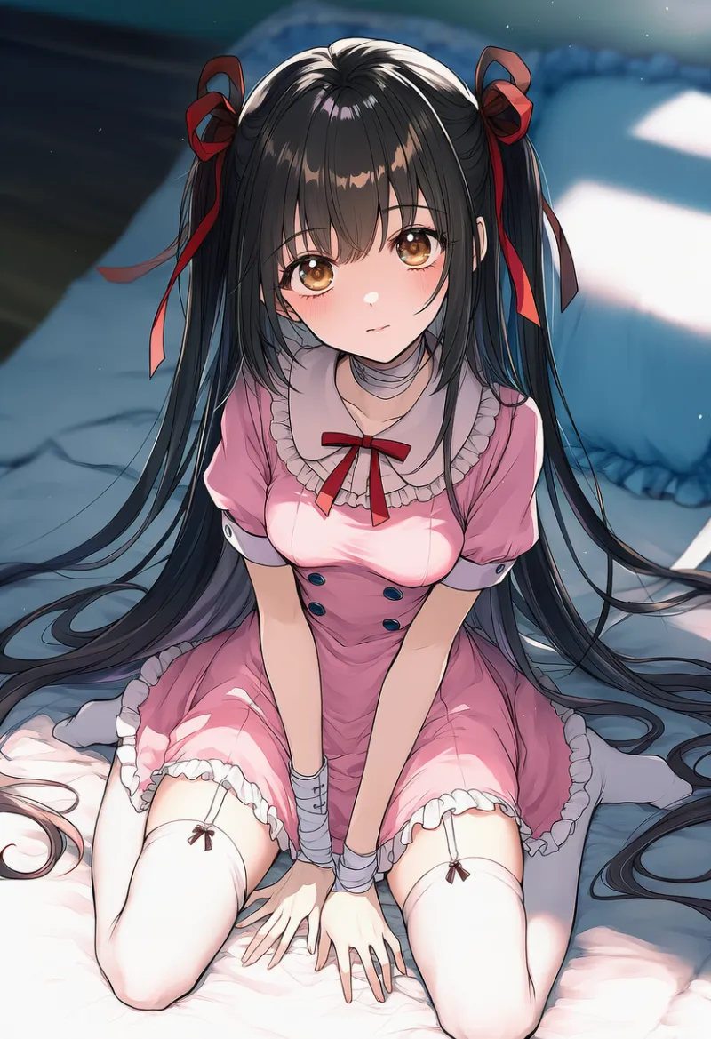 地雷系女子が手首に包帯を巻いた作例プロンプトとAIイラスト