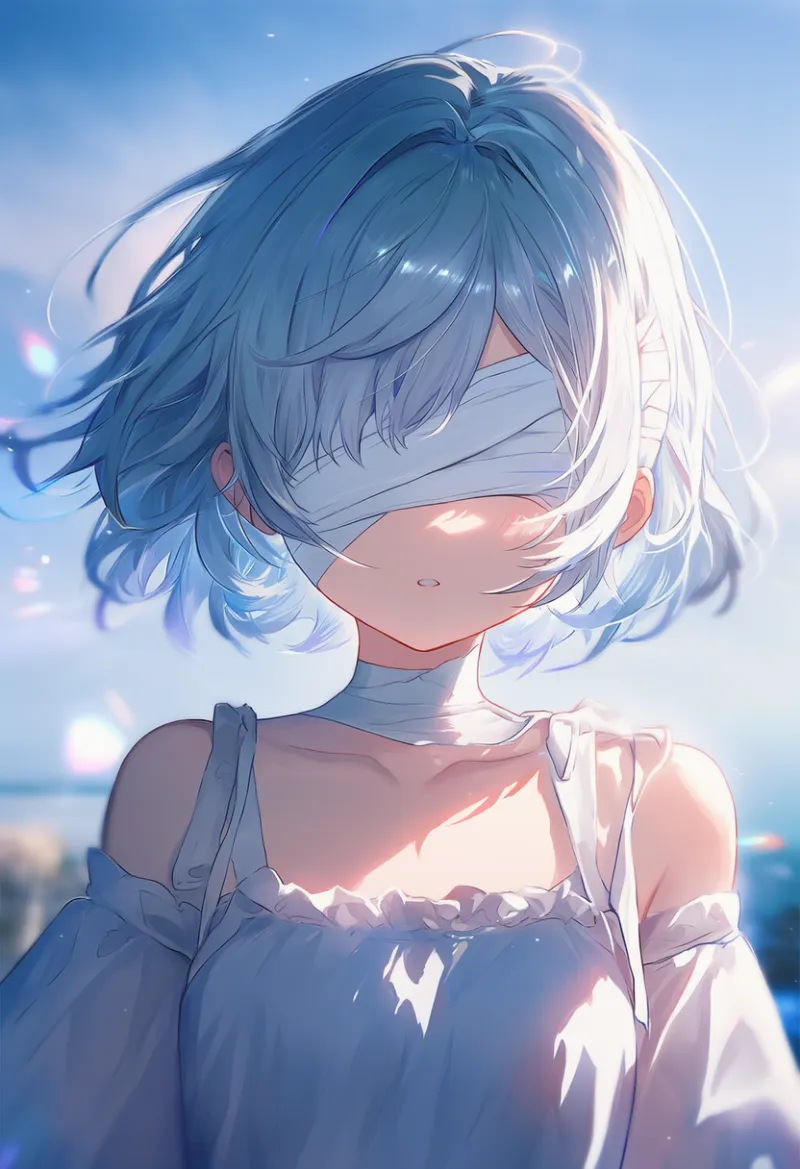 両目に巻いた包帯のプロンプト紹介とAIイラスト